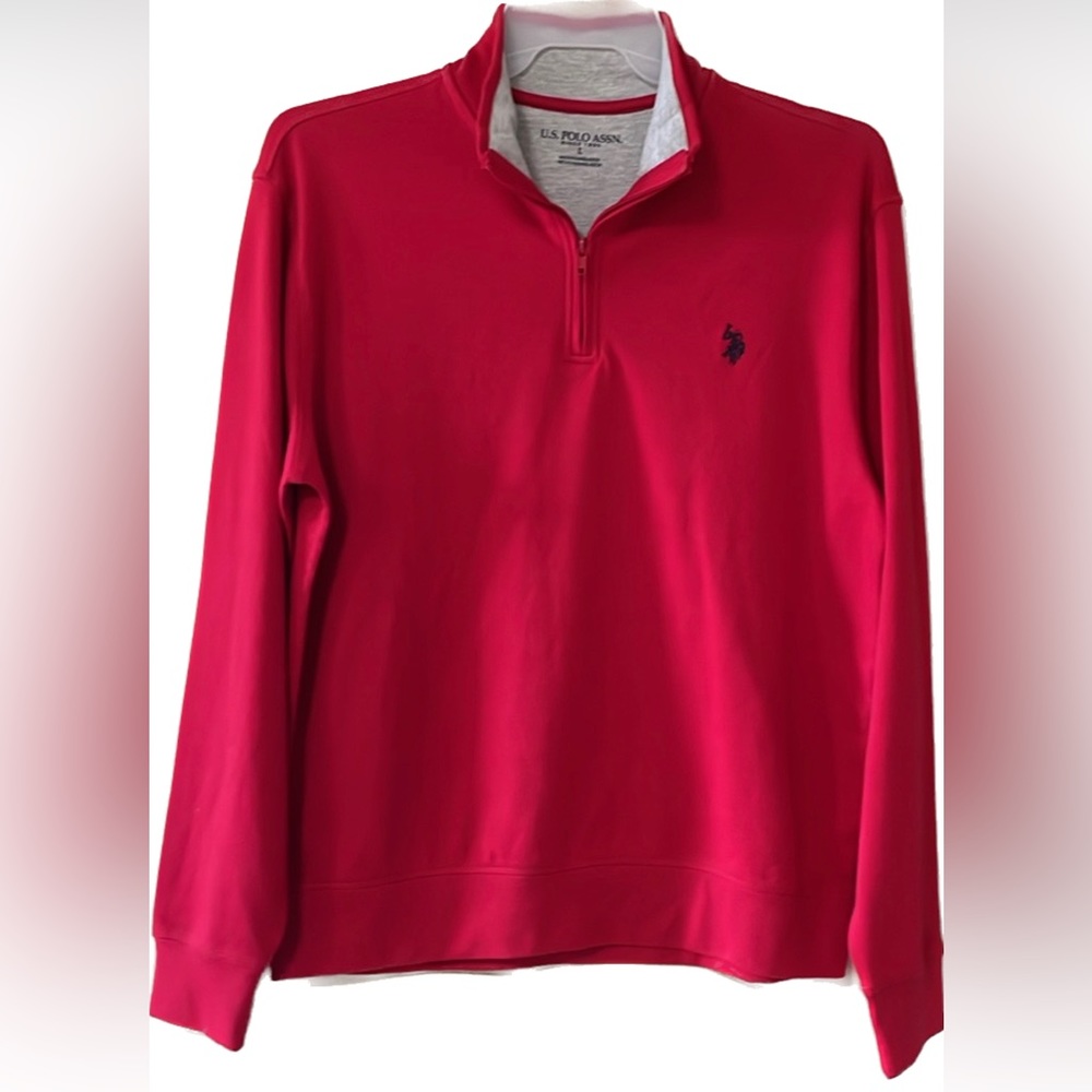 U.S. POLO ASSN red quarter zip sweater. Size L